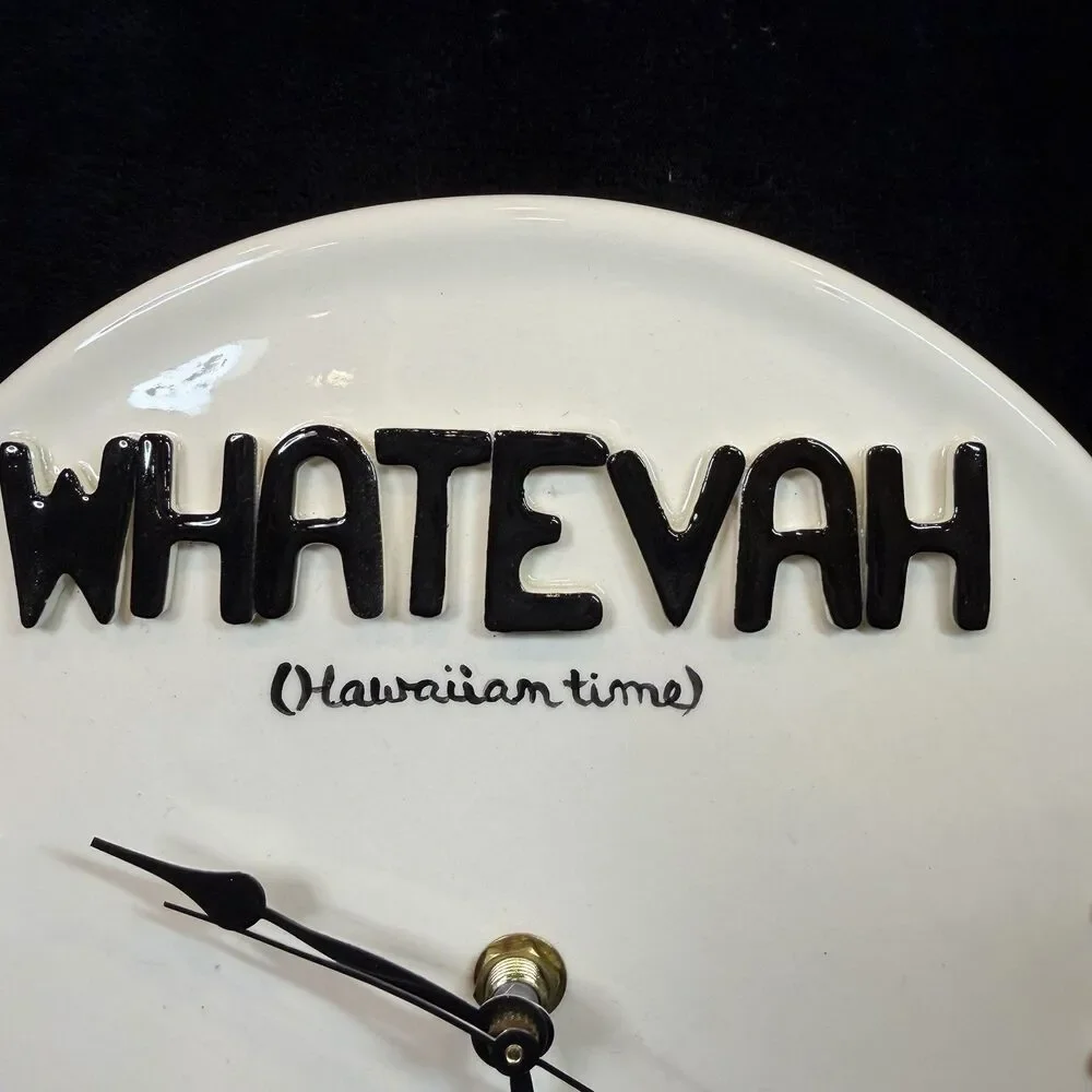 Whatever Clock Hawaiian Time Scrambled Numbers Ceramic Wall Battery Operated 7.5